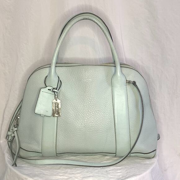 Coach Bleecker Preston Satchel In Baby Blue With Silver Hardware Crossbody Strap - Picture 1 of 16
